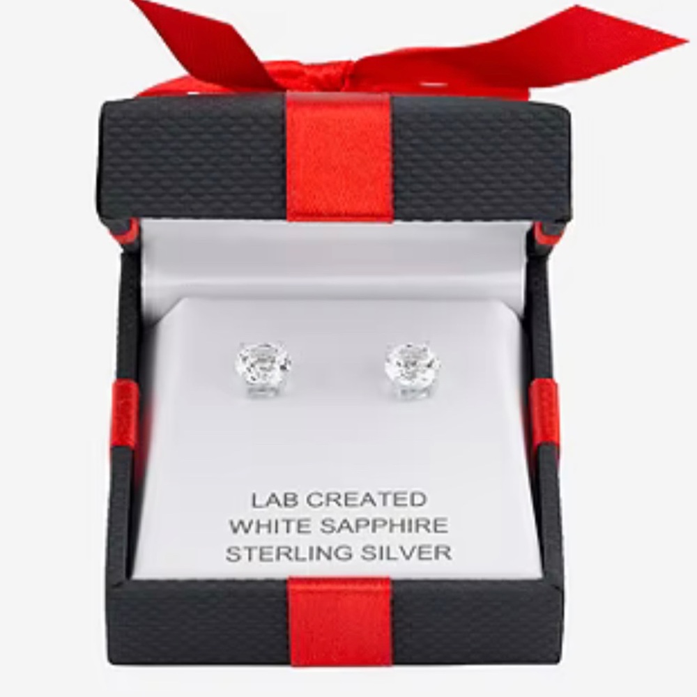 COPY - White Sapphire Stud Earrings In Sterling Silver